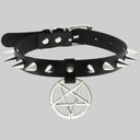 Collar De Cuero Negro Gótico