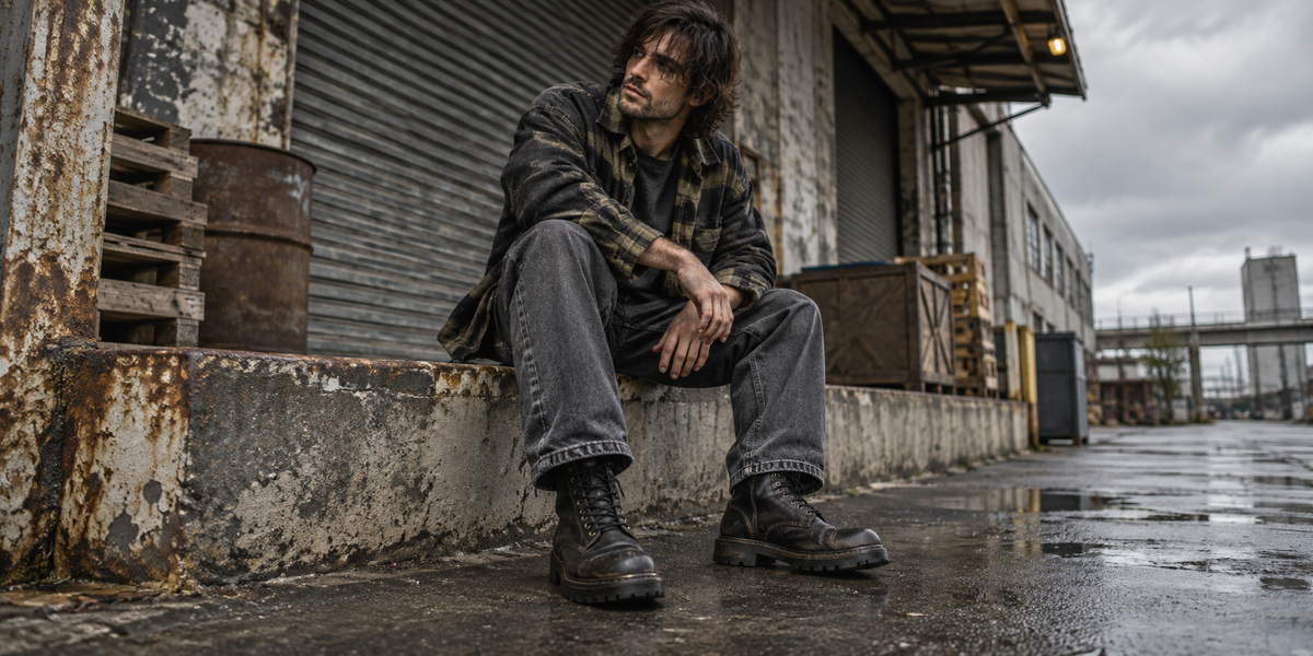 Bannière de la collection chaussure grunge homme