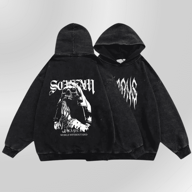 Sweat Gothique Noir Capuche Homme