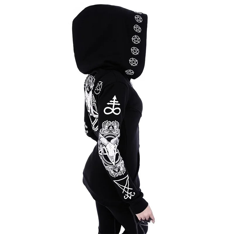 Sweat Capuche Noir Gothique Femme