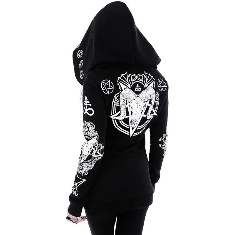Sweat Capuche Noir Gothique Femme