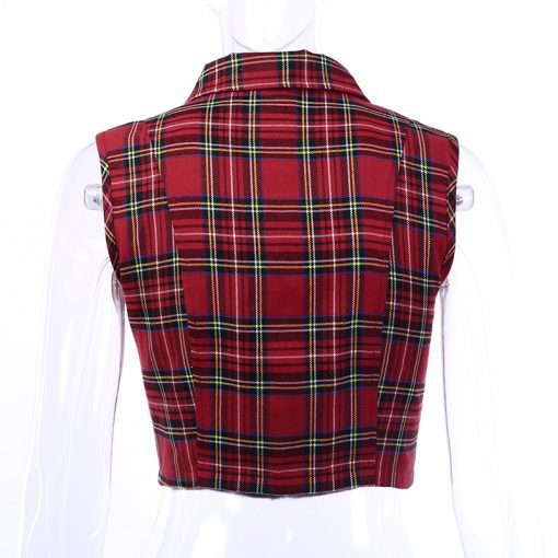 Veste Tartan Rouge Femme Punk
