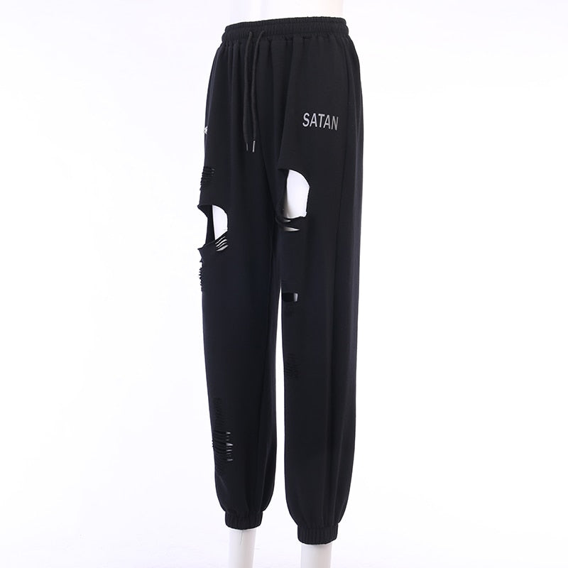 Pantalon Noir Taille Haute Gothique