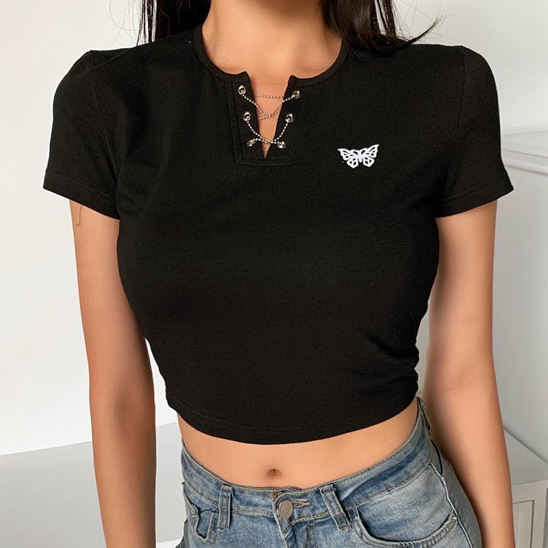 T-Shirt Femme Punk Blanc