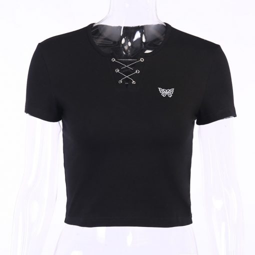 T-Shirt Femme Punk Blanc