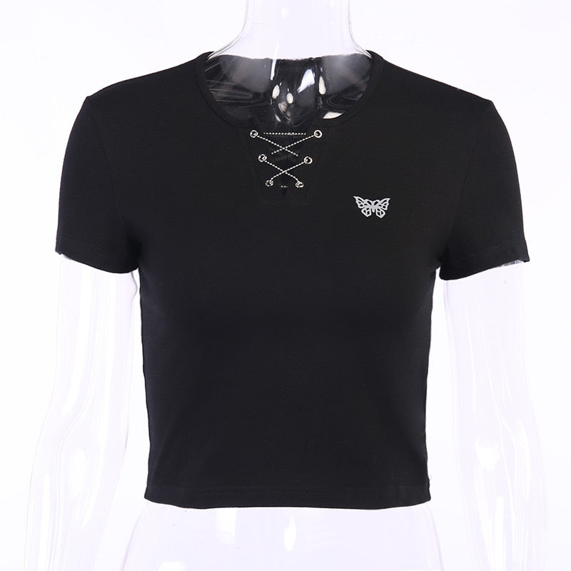 T-Shirt Femme Punk Blanc