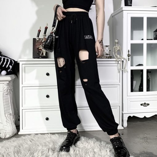 Pantalon Noir Taille Haute Gothique