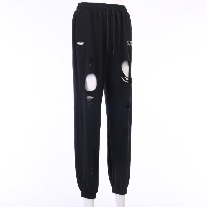 Pantalon Noir Taille Haute Gothique