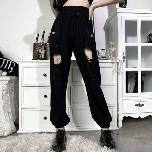 Pantalon Noir Taille Haute Gothique