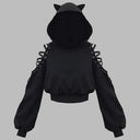Sudadera Negra Cordones Gótica
