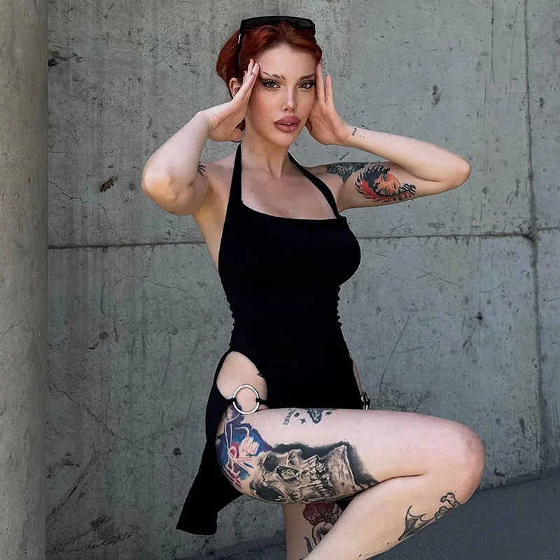 Robe Noire Courte Gothique