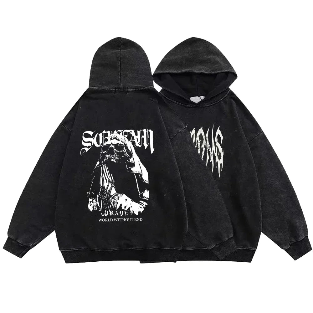 Sweat Gothique Noir Capuche Homme