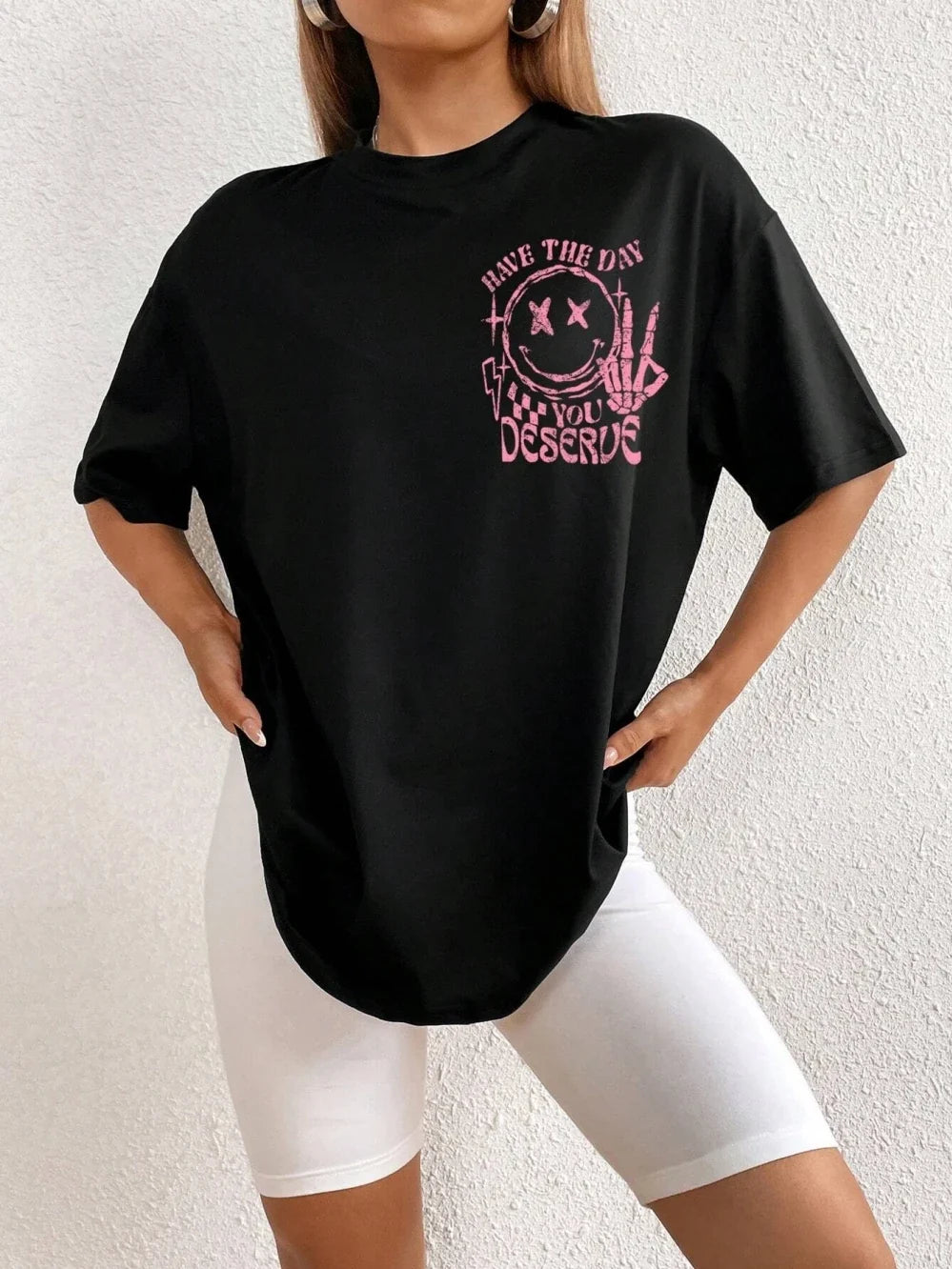 T-Shirt Rock N Roll Femme Rose