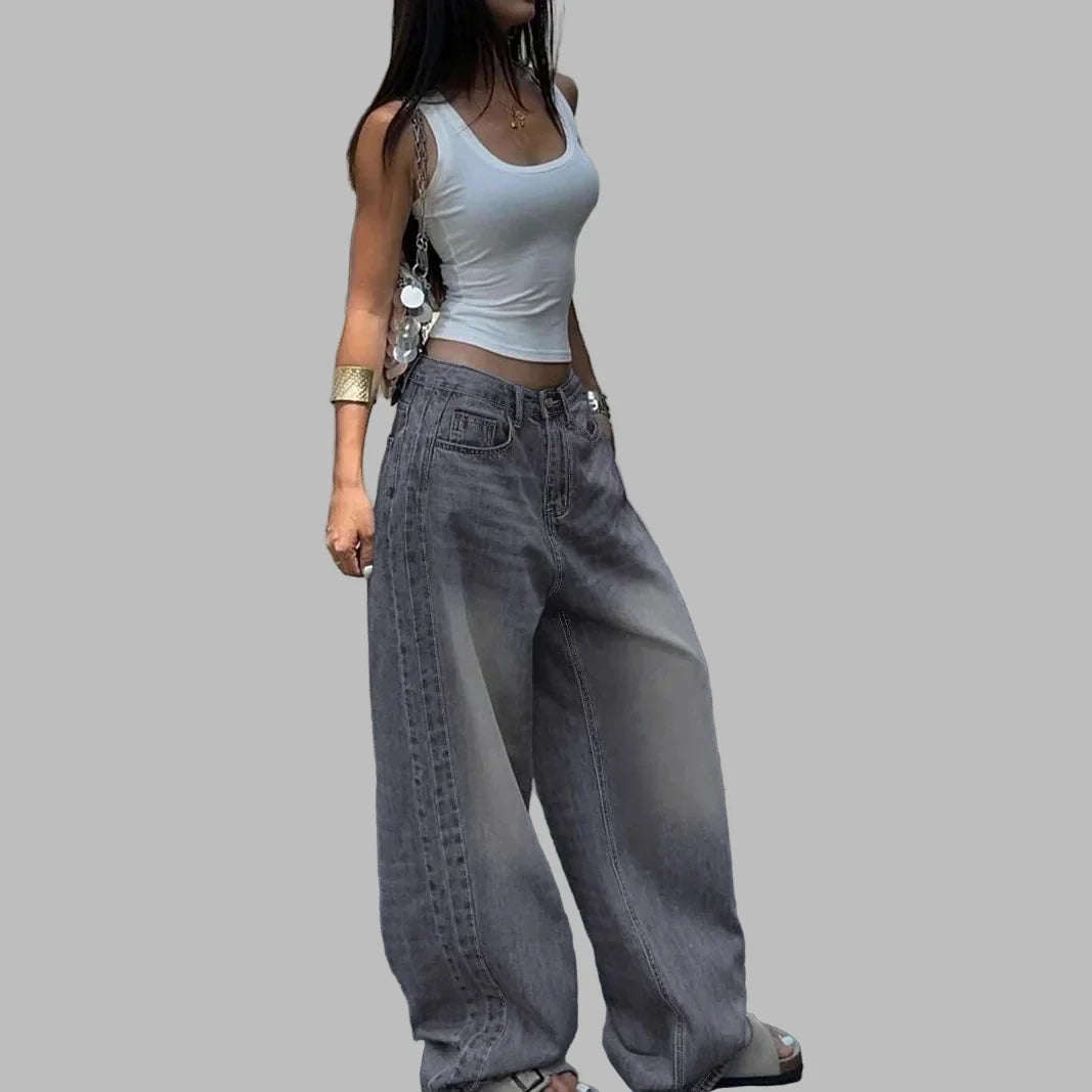 Jeans Femme Gris Style Grunge