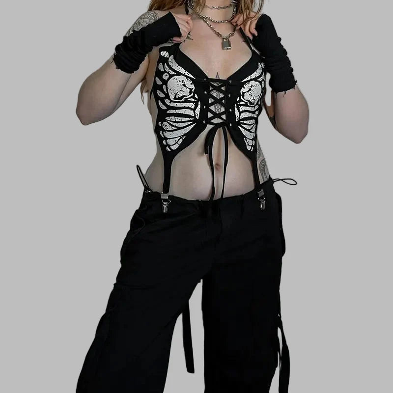 Débardeur Noir Rock Femme