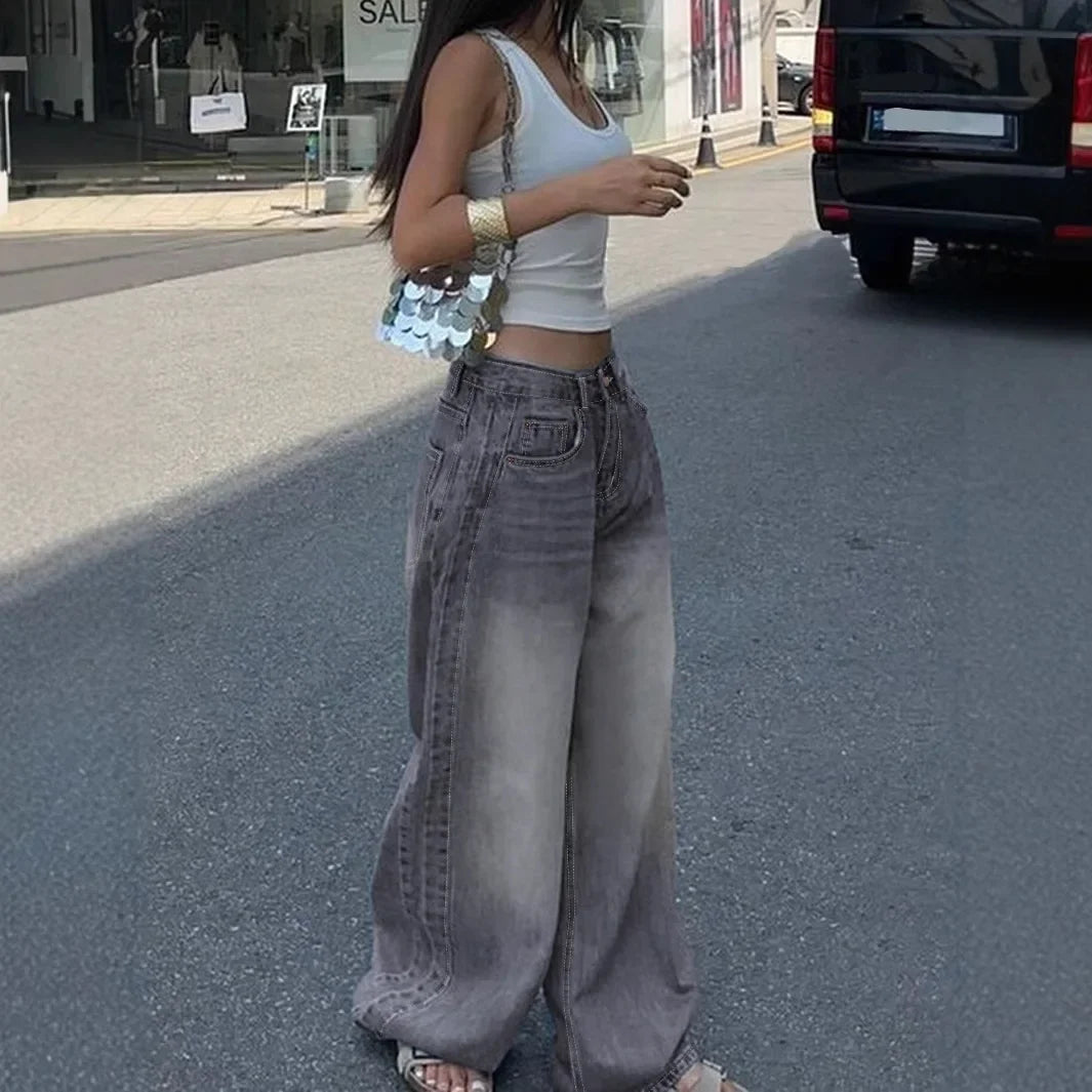 Jeans Femme Gris Style Grunge