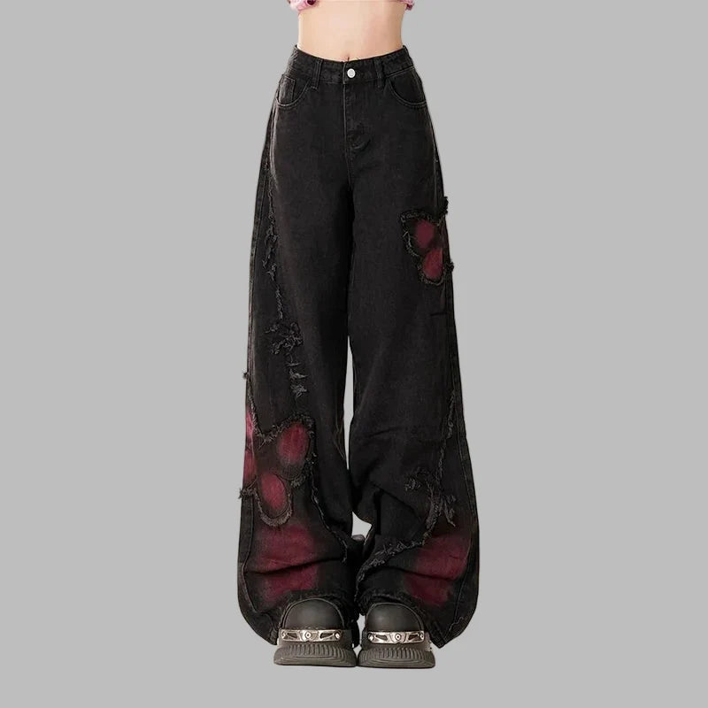 Pantalon Noir Gothique Large Femme