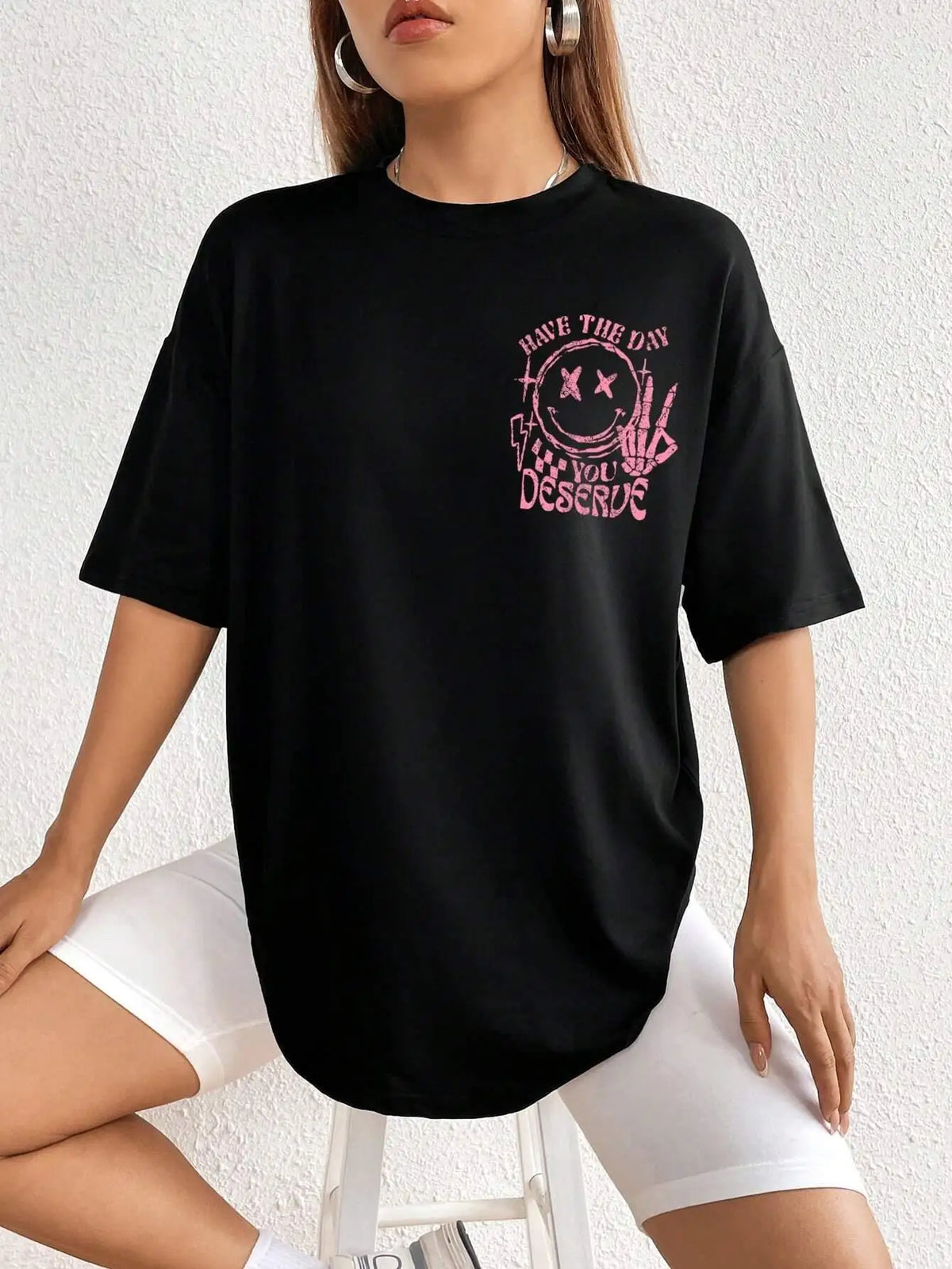 T-Shirt Rock N Roll Femme Rose