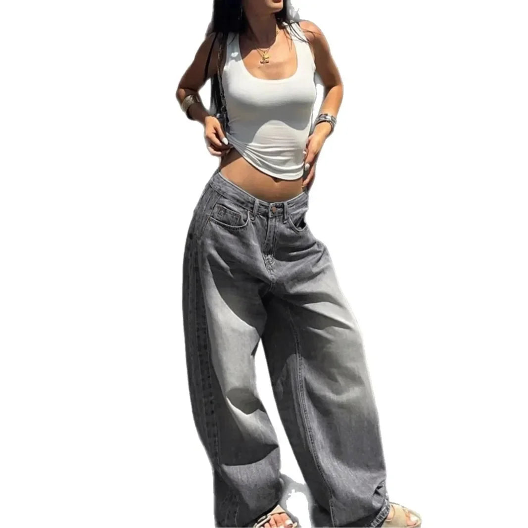 Jeans Femme Gris Style Grunge
